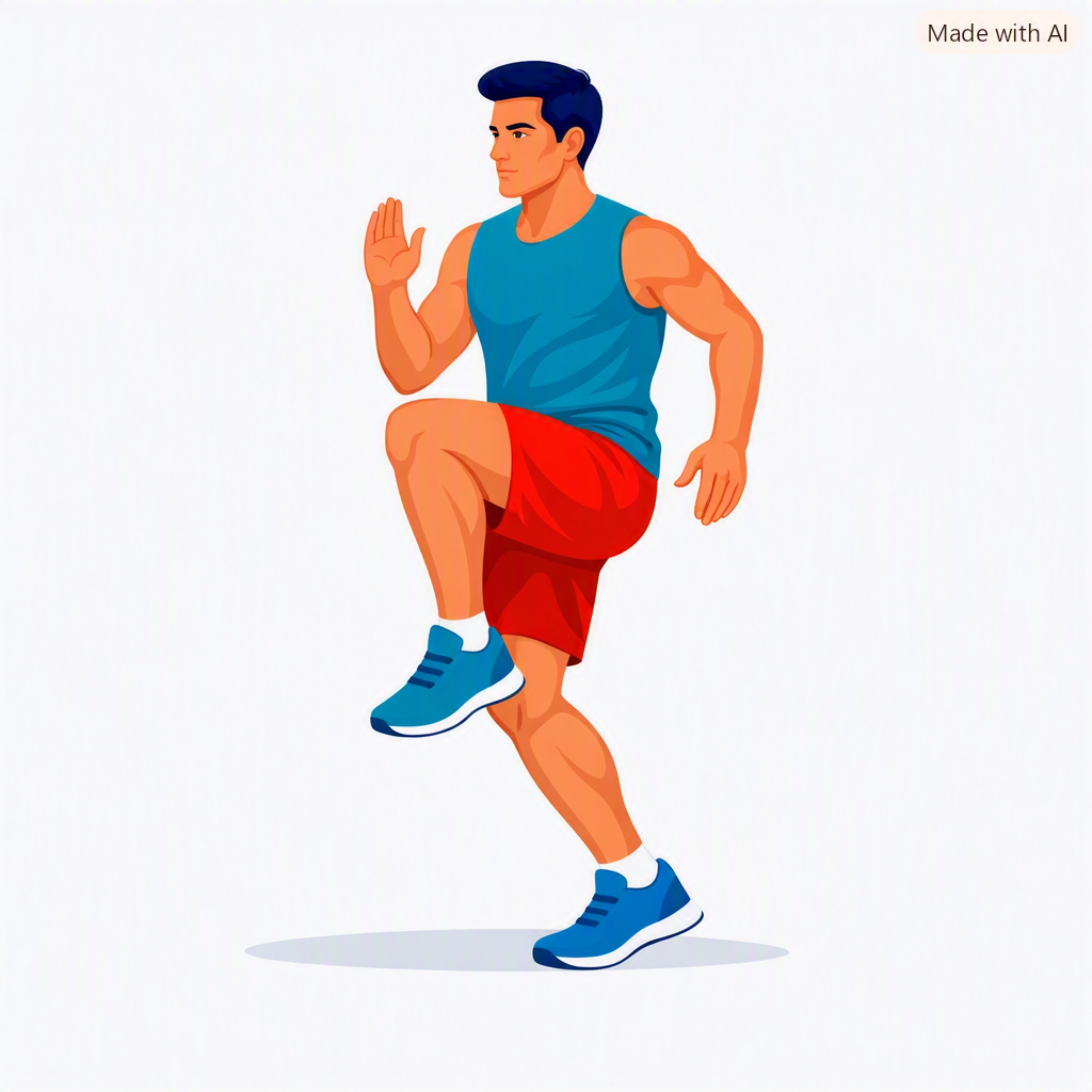 High knees running in place